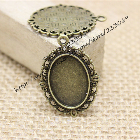 Bezels Set Pendant - 40 قطعة/الوحدة سبائك البرونز العتيقة 22*30