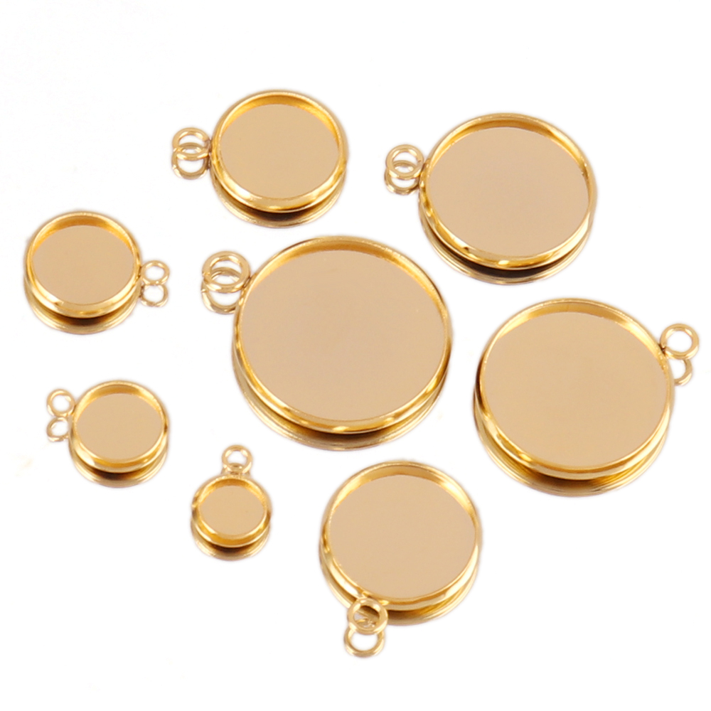 Bezels Set Pendant - 10 قطعة كابوشون من الفولاذ المقاوم